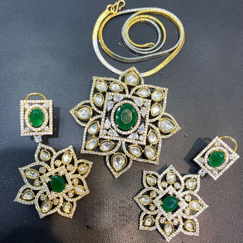 Jain Jewellers Gold Plated AD Pendant Set