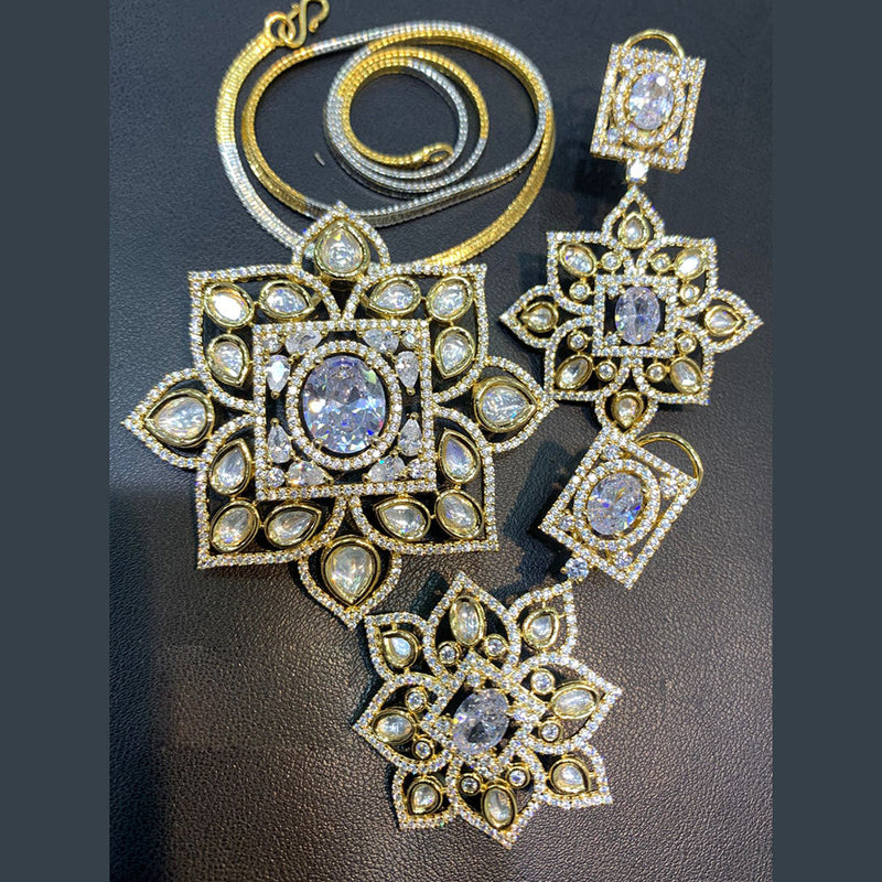 Jain Jewellers Gold Plated AD Pendant Set