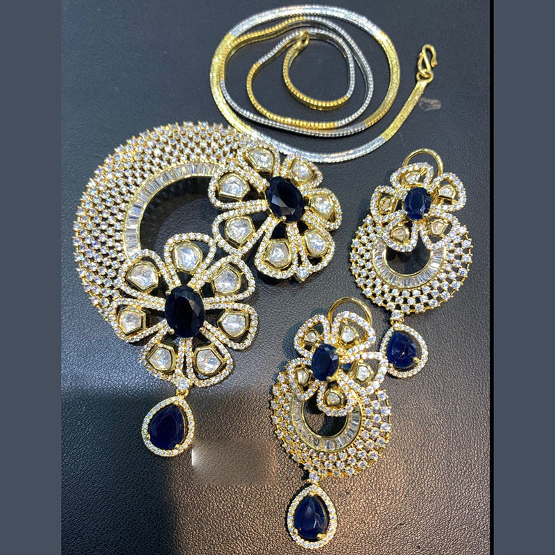 Jain Jewellers Gold Plated AD Pendant Set