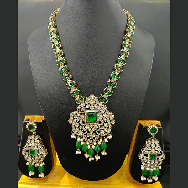 Jain Jewellers Gold Plated Polki Kundan Long Necklace Set