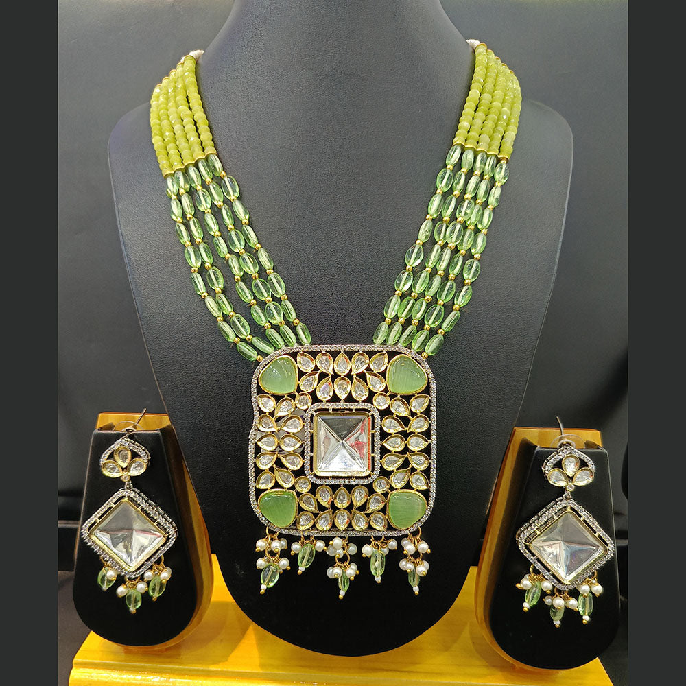 Jain Jewellers Gold Plated Polki Kundan Long Necklace Set