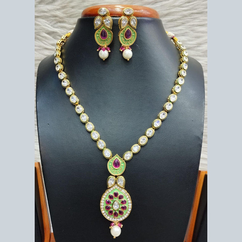 Jain Jewellers Gold Plated Polki Kundan Necklace Set