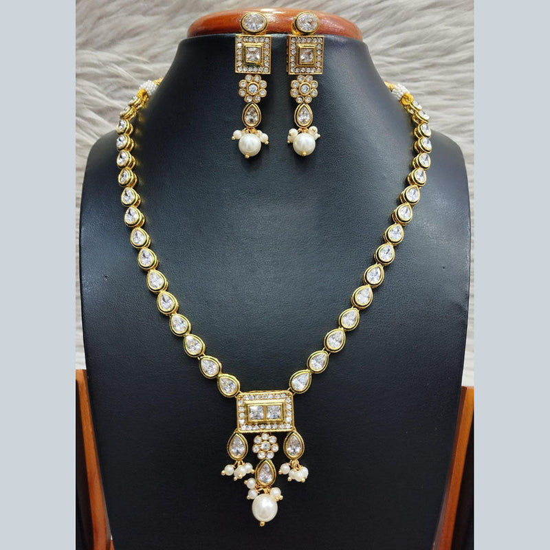 Jain Jewellers Gold Plated Polki Kundan Necklace Set