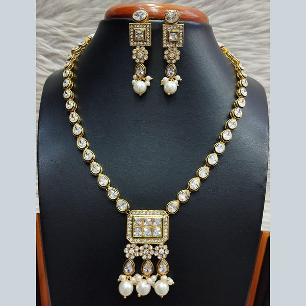 Jain Jewellers Gold Plated Polki Kundan Necklace Set