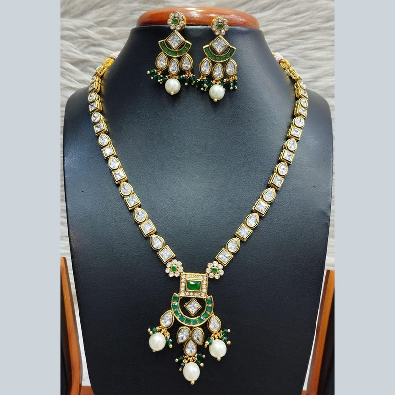 Jain Jewellers Gold Plated Polki Kundan Necklace Set