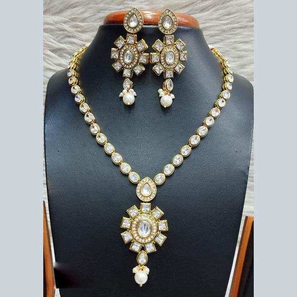 Jain Jewellers Gold Plated Polki Kundan Necklace Set