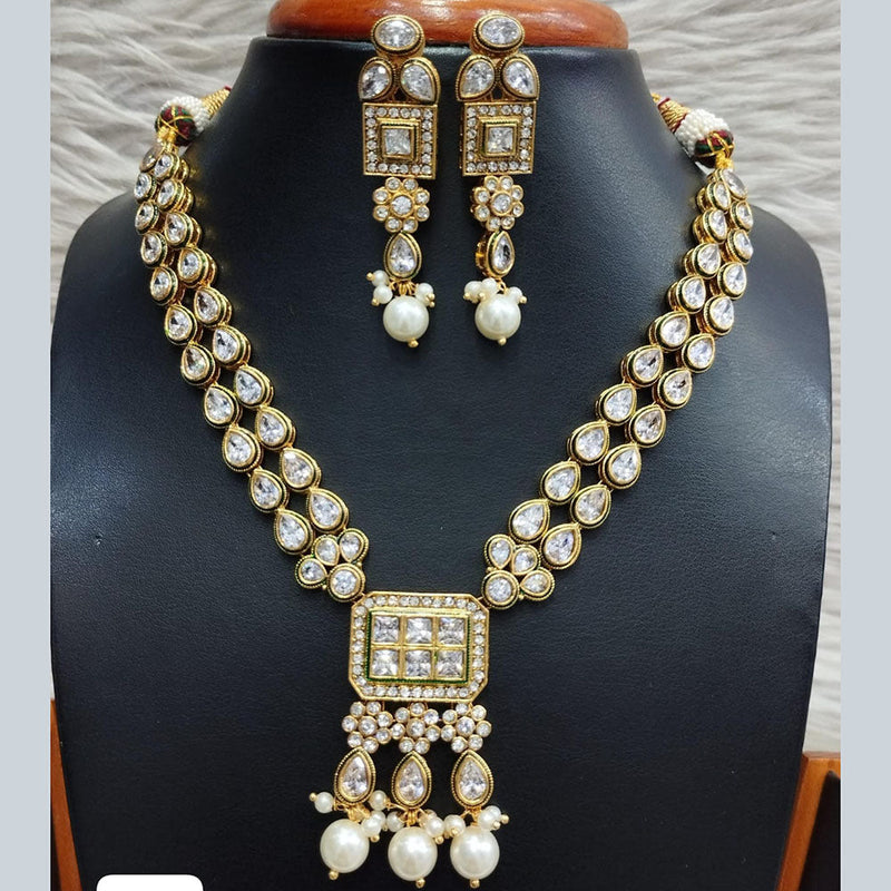 Jain Jewellers Gold Plated Polki Kundan Necklace Set