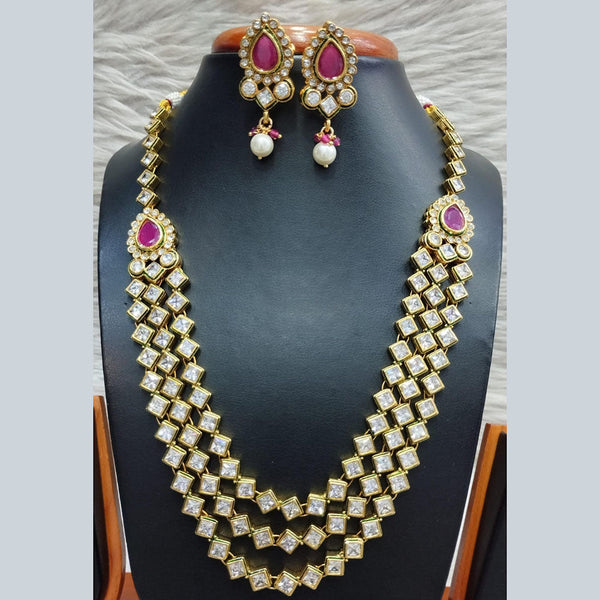 Jain Jewellers Gold Plated Polki Kundan Necklace Set