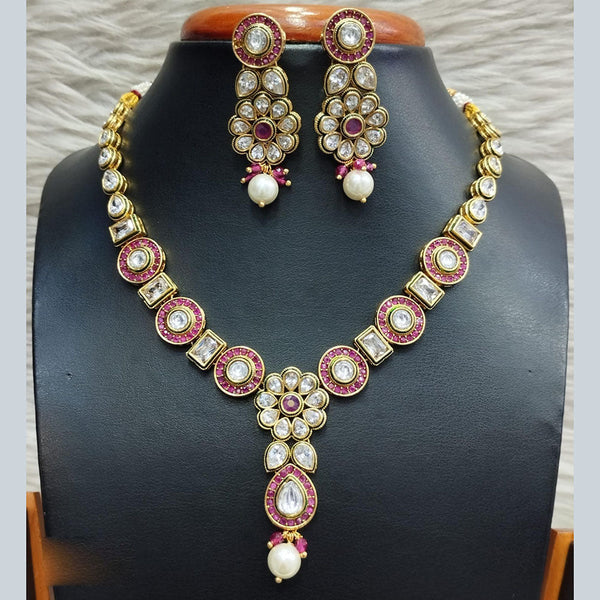 Jain Jewellers Gold Plated Polki Kundan Necklace Set