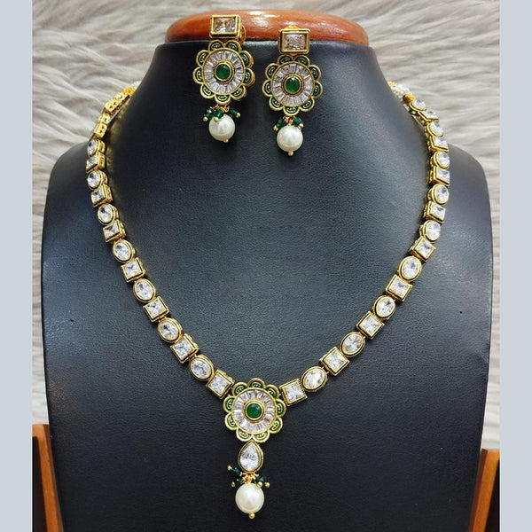 Jain Jewellers Gold Plated Polki Kundan Necklace Set