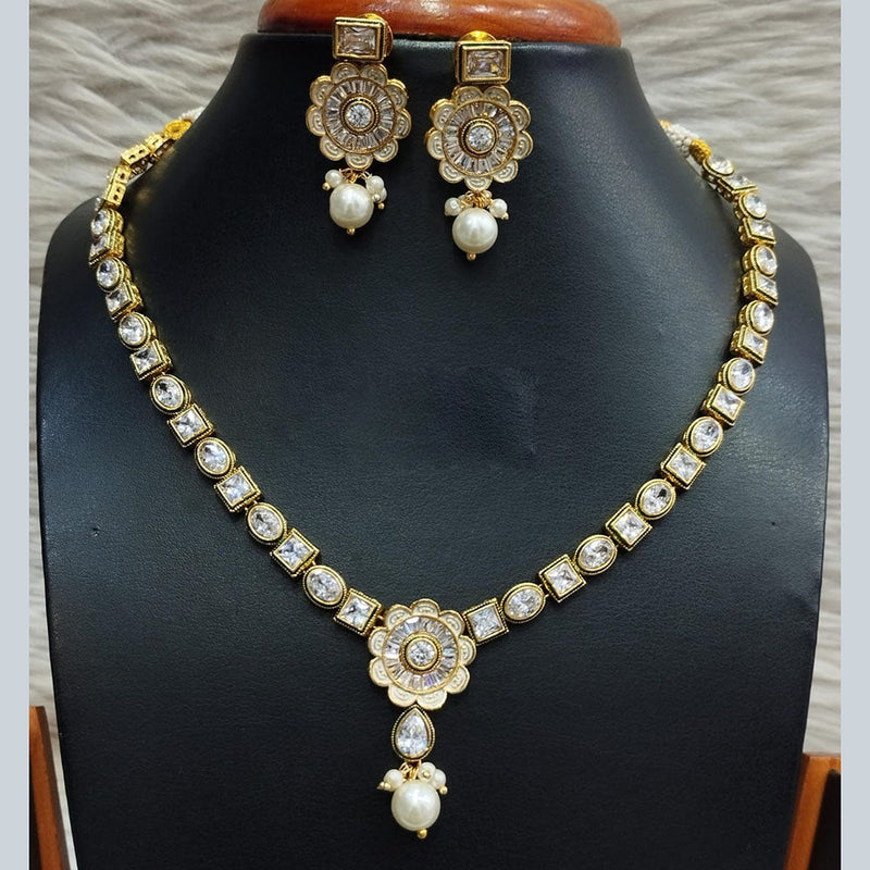 Jain Jewellers Gold Plated Polki Kundan Necklace Set