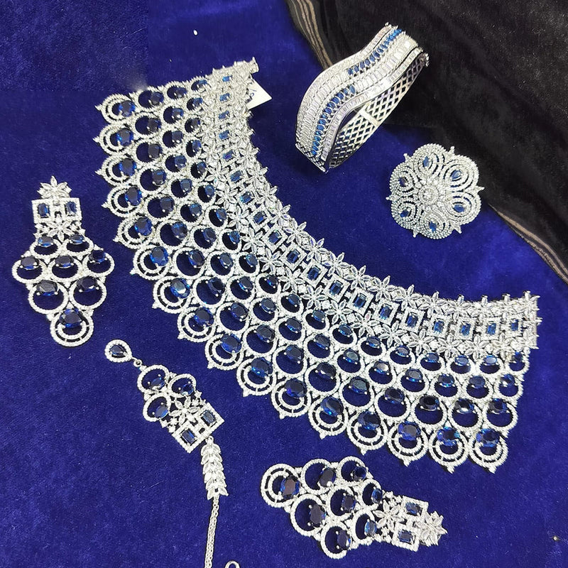 Jain Jewellers Silver Plated AD Stone Combo Set