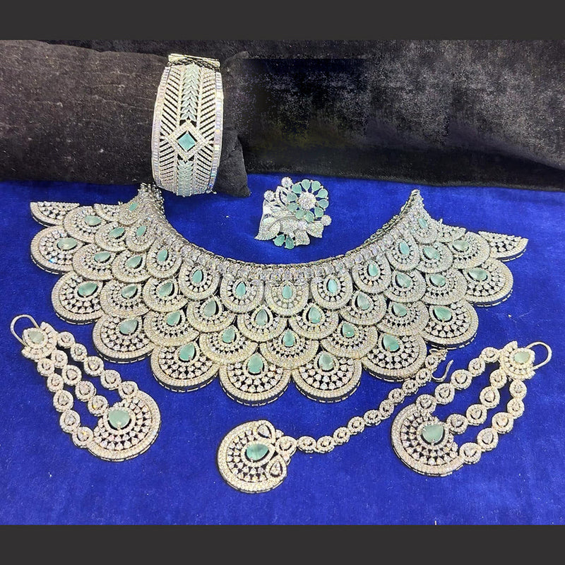 Jain Jewellers Silver Plated AD Stone Combo Set