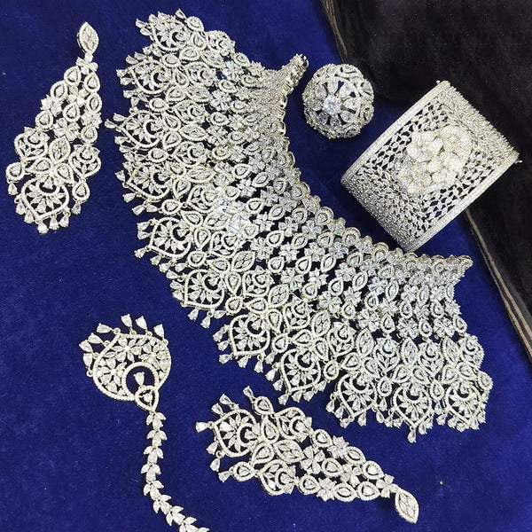 Jain Jewellers Silver Plated AD Stone Combo Set