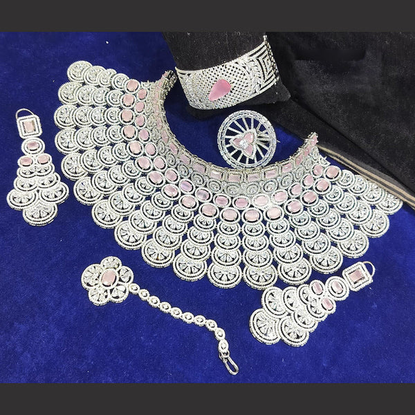 Jain Jewellers Silver Plated AD Stone Combo Set