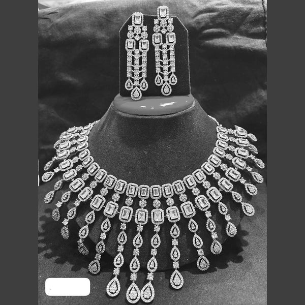 Jain Jewellers Silver Plated AD Necklace Set