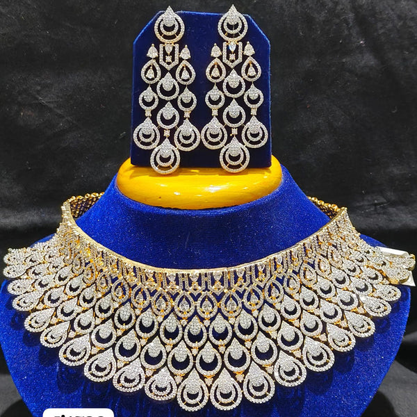 Jain Jewellers Gold Plated AD Choker Necklace Set