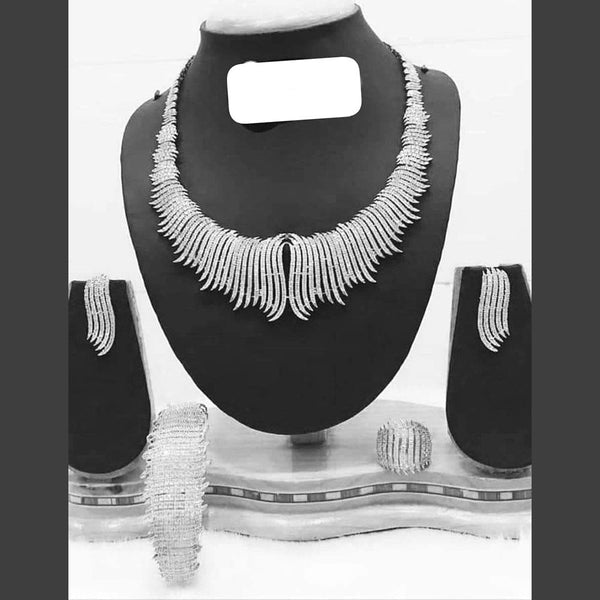 Jain Jewellers Silver Plated AD Stone Combo Set