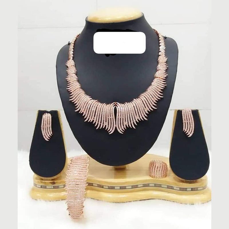 Jain Jewellers Rose Gold Plated AD Stone Combo Set