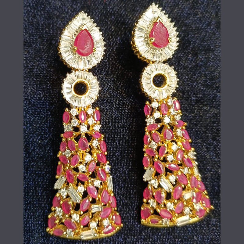 Jain Jewellers Gold Plated Ad Stone Dangler Earrings