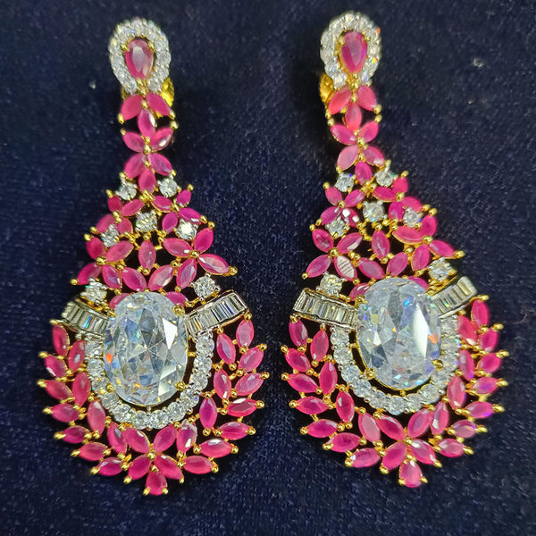 Jain Jewellers Gold Plated Ad Stone Dangler Earrings