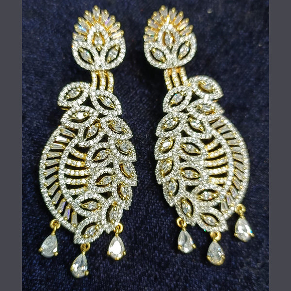 Jain Jewellers Gold Plated Ad Stone Dangler Earrings