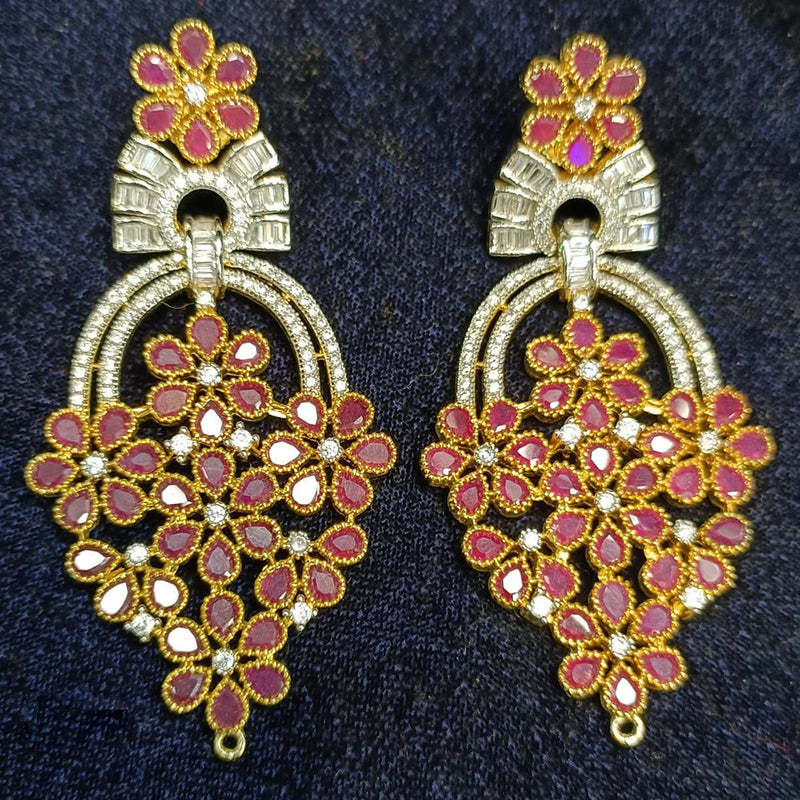 Jain Jewellers Gold Plated Ad Stone Dangler Earrings