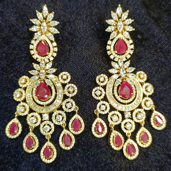 Jain Jewellers Gold Plated Ad Stone Dangler Earrings