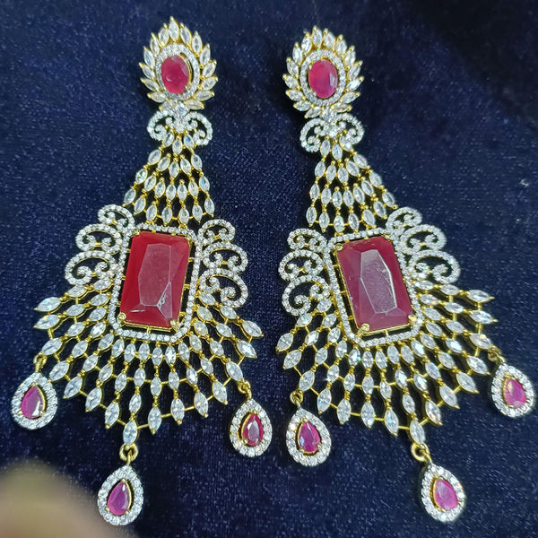 Jain Jewellers Gold Plated Ad Stone Dangler Earrings