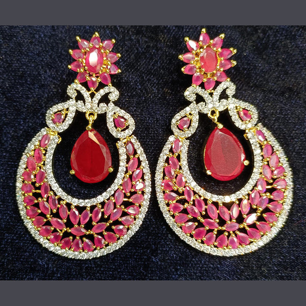 Jain Jewellers Gold Plated Ad Stone Dangler Earrings