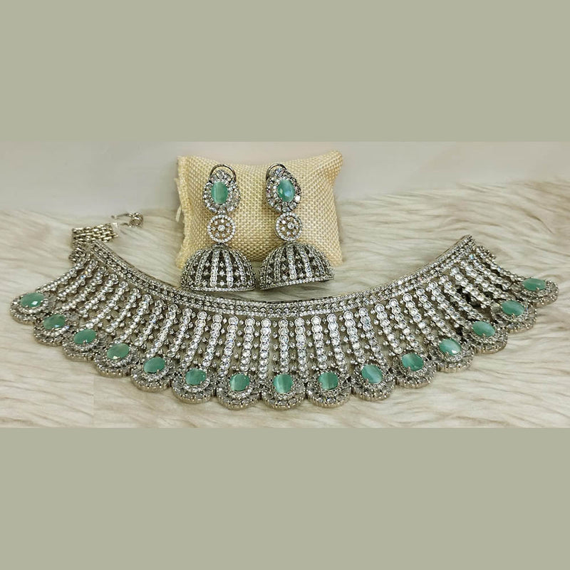 Jain Jewellers Silver Plated AD Necklace Set