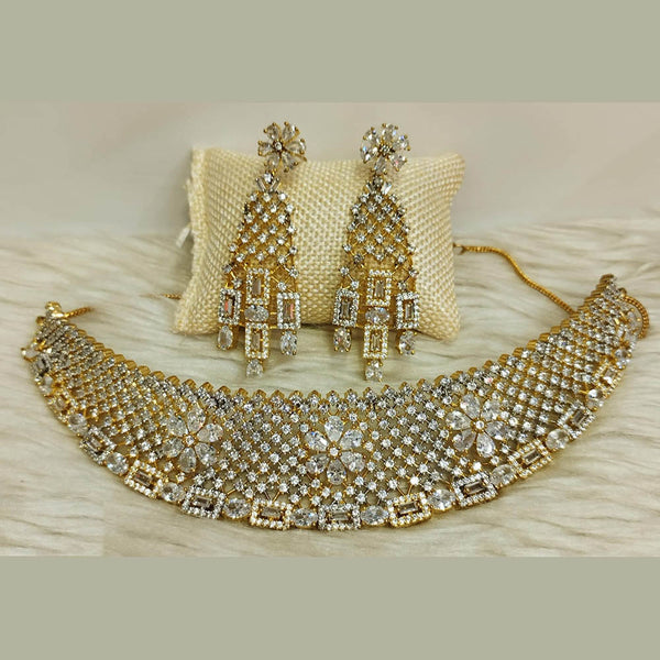 Jain Jewellers Gold Plated AD Choker Necklace Set