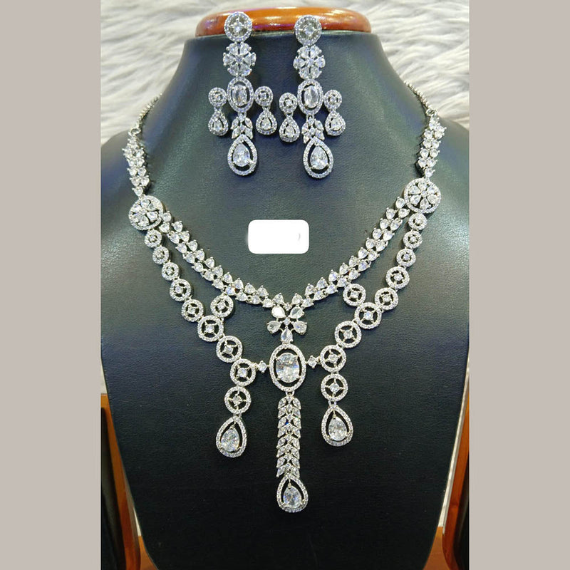 Jain Jewellers Silver Plated AD Necklace Set