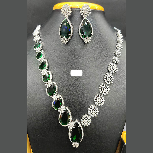 Jain Jewellers Silver Plated AD Necklace Set