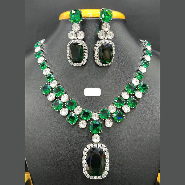 Jain Jewellers Silver Plated AD Necklace Set