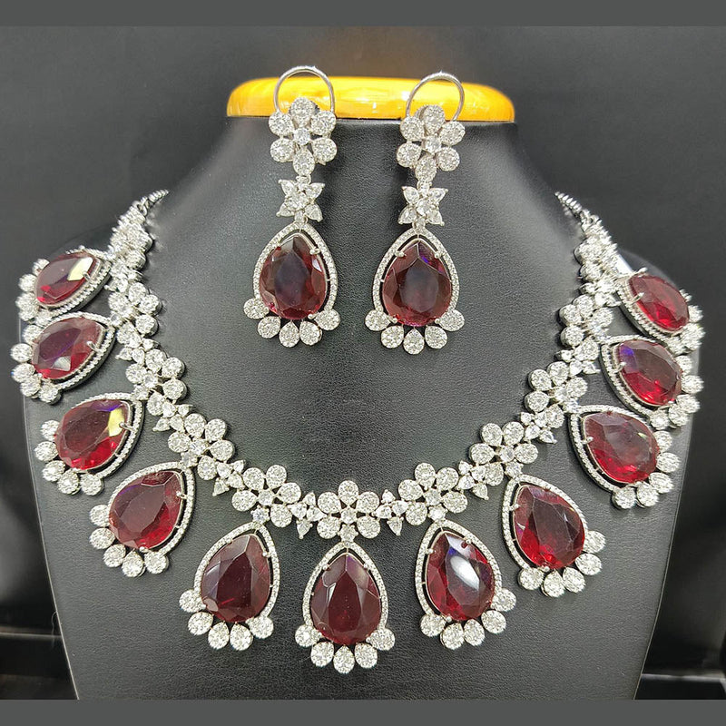 Jain Jewellers Silver Plated AD Choker Necklace Set