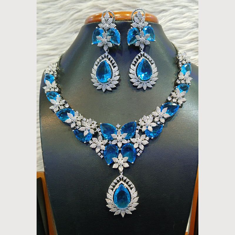 Jain Jewellers Silver Plated AD Necklace Set