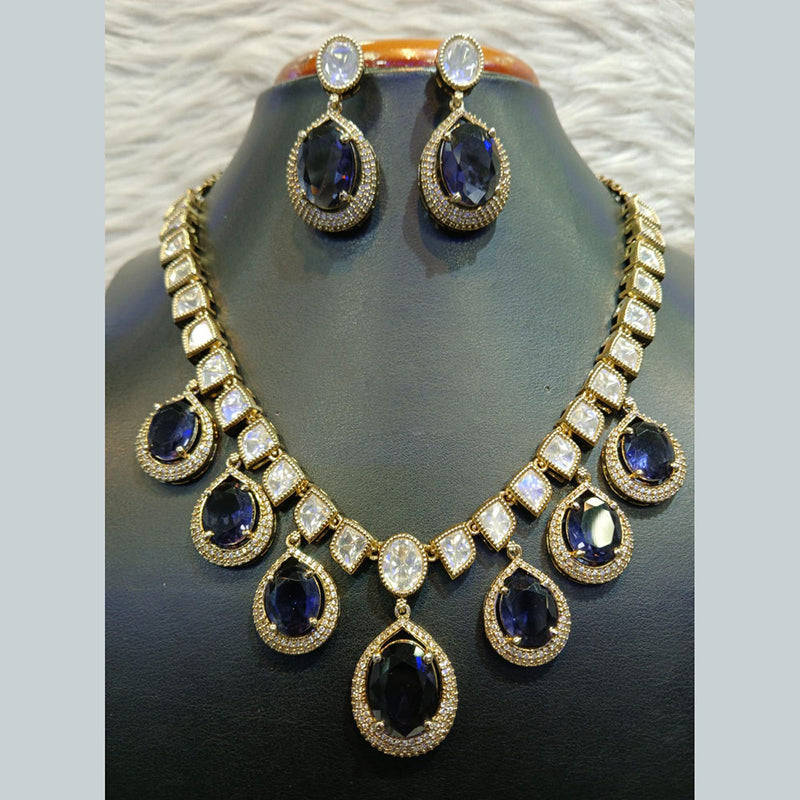 Jain Jewellers Gold Plated Polki Kundan Stone Necklace Set