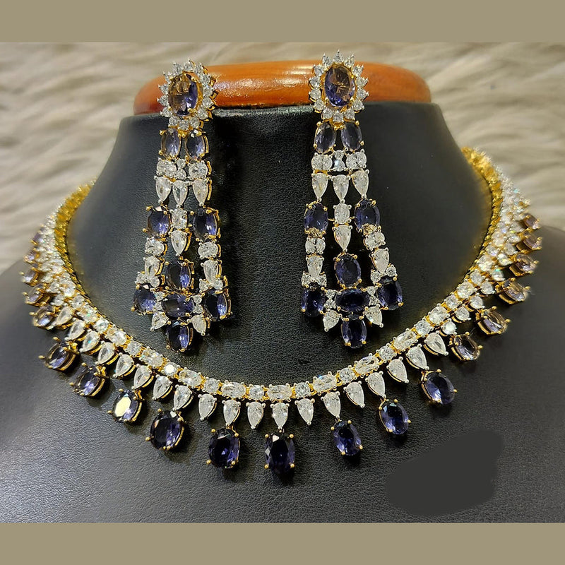 Jain Jewellers Gold Plated American Diamond Necklace Set