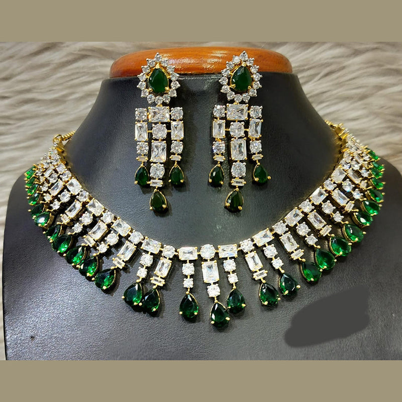 Jain Jewellers Gold Plated American Diamond Necklace Set