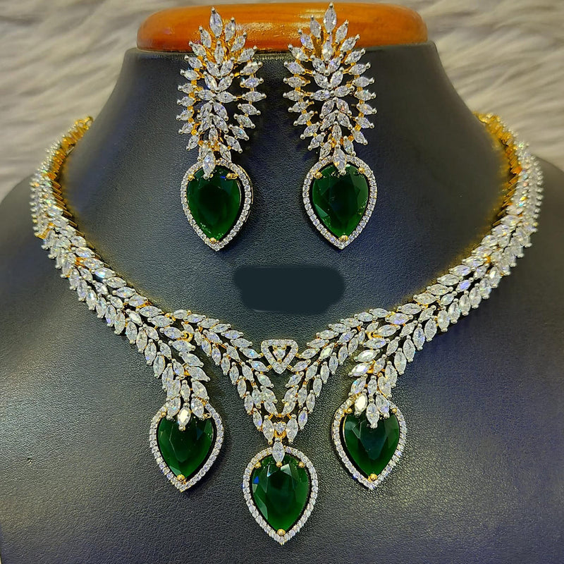 Jain Jewellers Gold Plated American Diamond Necklace Set