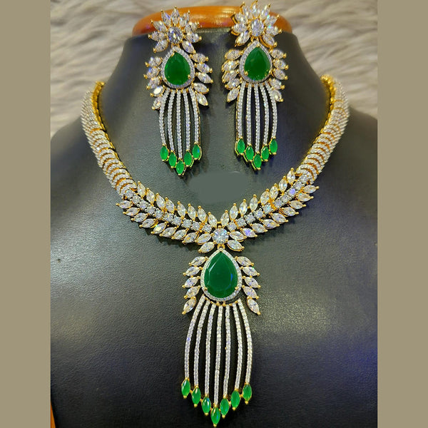 Jain Jewellers Gold Plated American Diamond Necklace Set