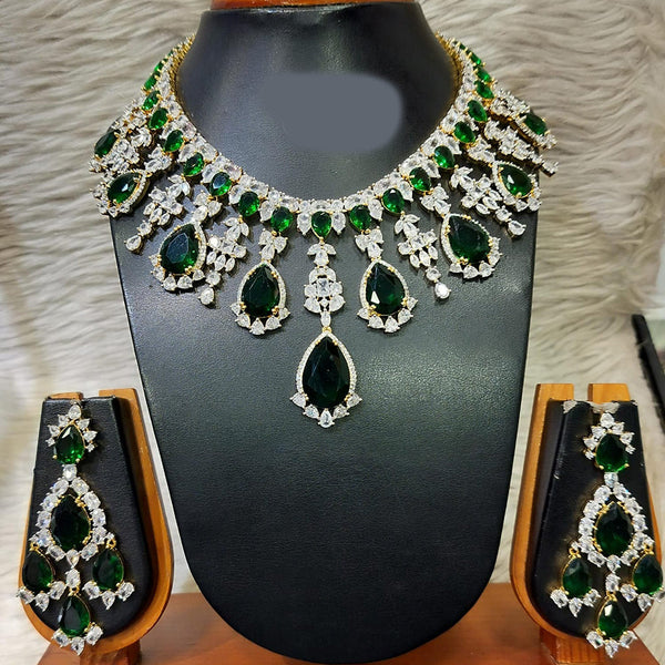 Jain Jewellers Gold Plated American Diamond Necklace Set