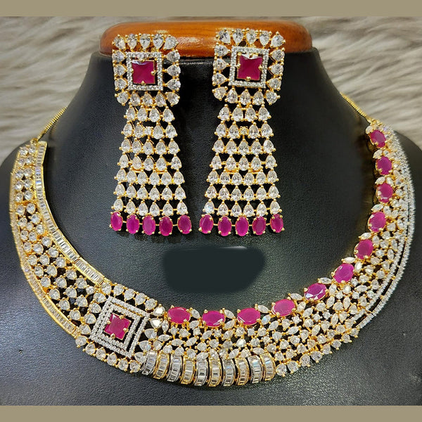 Jain Jewellers Gold Plated American Diamond Necklace Set