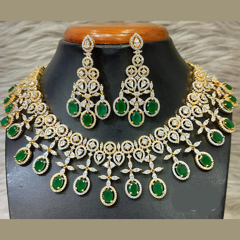 Jain Jewellers Gold Plated American Diamond Necklace Set