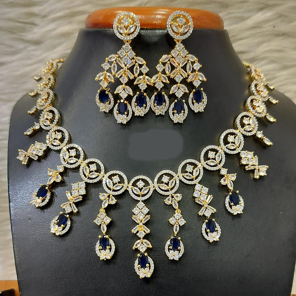 Jain Jewellers Gold Plated American Diamond Necklace Set