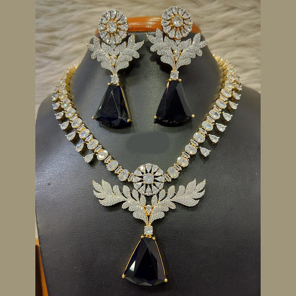 Jain Jewellers Gold Plated American Diamond Necklace Set