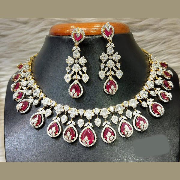 Jain Jewellers Gold Plated American Diamond Necklace Set