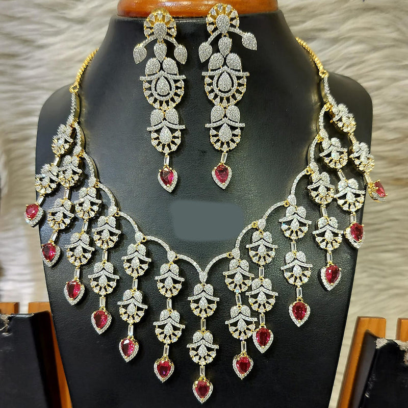 Jain Jewellers Gold Plated American Diamond Necklace Set