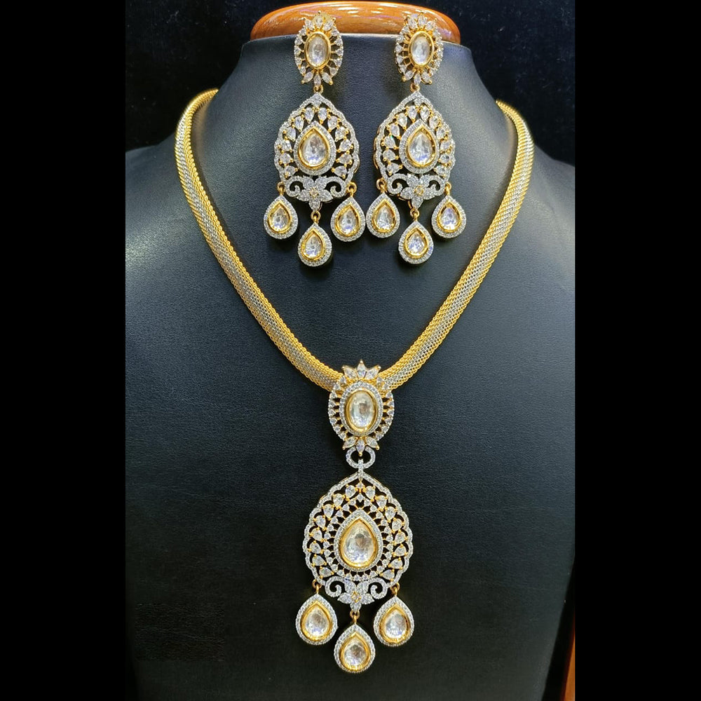 Jain Jewellers 2-Tone Polki Kundan AD Necklace Set for Women